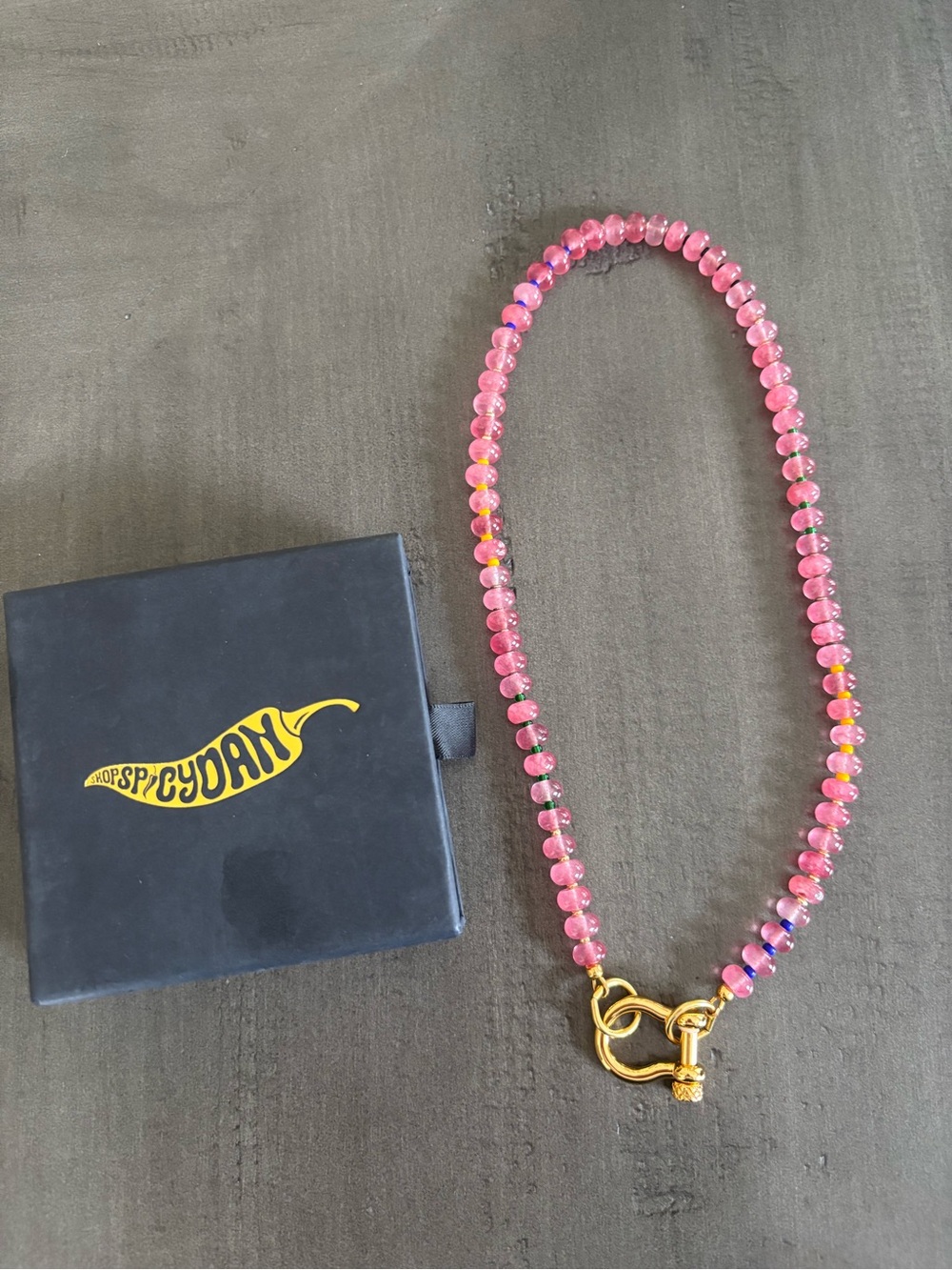 Spicy Dan x parke red quartz beaded necklace